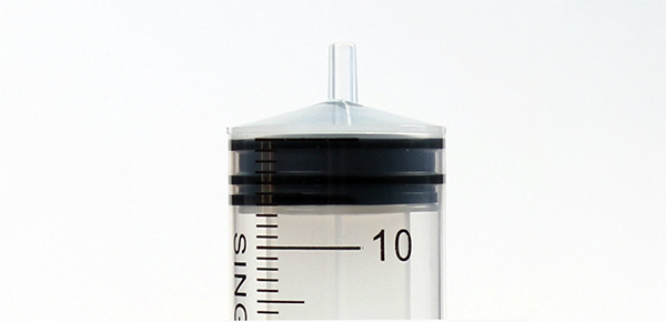 Front view of a syringe needle