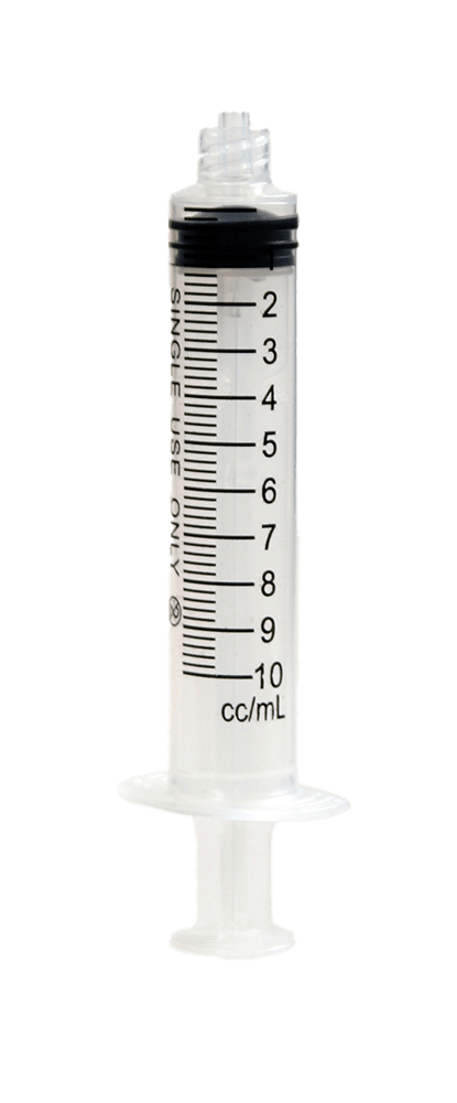 Front view of syringe